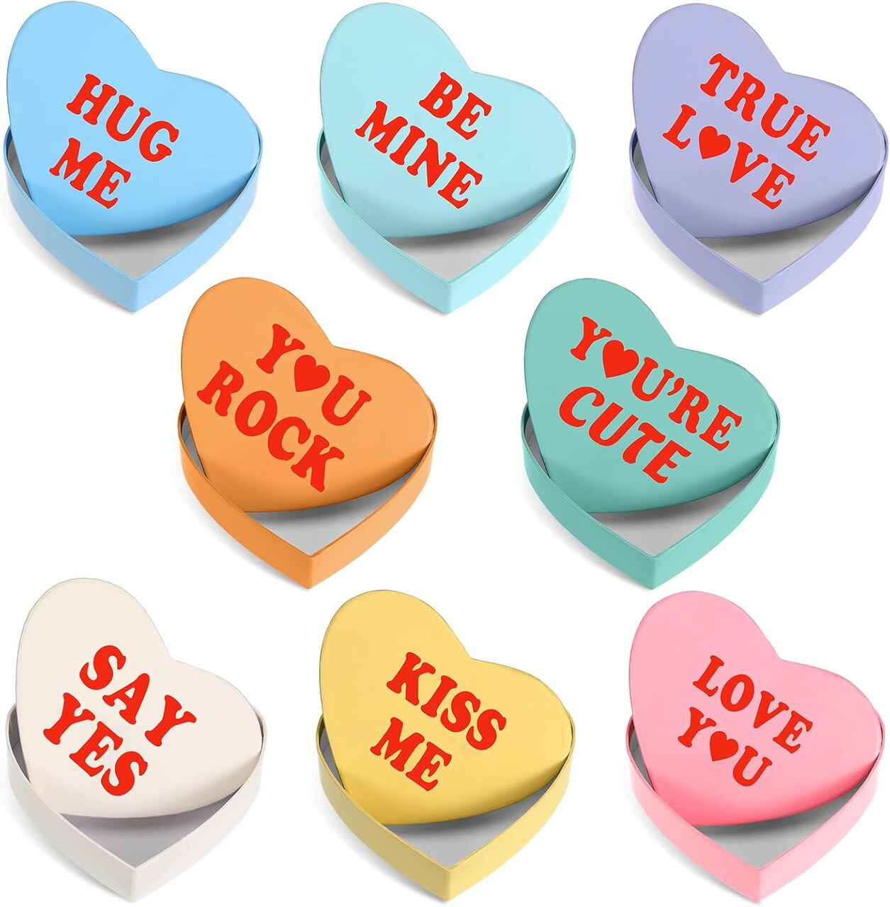 8 Pcs Valentine's Day Heart Gift Boxes with Lids for Presents Empty Heart Shaped Box 6.1 x 4.92 x 1.57'' Flower Boxes for Arrangements for Candy Flowers Wedding Anniversary Birthday Party